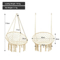 Hanging Macrame Hammock Chair With Handwoven Cotton Backrest Natural Cotton