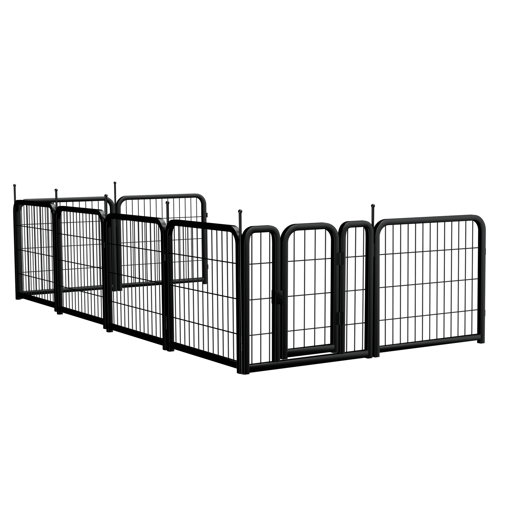 Dog Playpen Outdoor, 8 Panel Dog Fence 31.'' Pet Pen For Small Dogs Pet Exercise Pen For Puppy Rabbit Small Animals Portable Playpen For Rv Camping Garden Yard, Indoor. Black, 26.3'' W X 31.5'' H. Black Iron