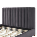 King Size Modern Design Bed Frame Upholstered Queen Bed Frame Platform With Headboard Fabric Headboard Wooden Slats Support, No Box Spring Needed,Mattress Foundation,Dark Grey King Dark Grey Fabric