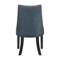 Blue Textured Fabric Upholstered Side Chairs Set Of 2, Dark Walnut Finish Wooden Legs Modern Dining Kitchen Furniture Blue Gray Dining Room Modern Side Chair Wood