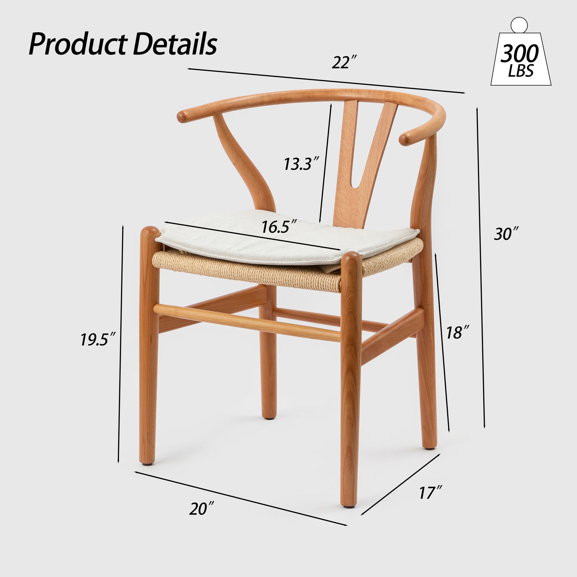 Wishbone Chairs For Dining Room,Soild Wood Weave Dining Chair,Armchair,Fully Assembled,Set Of 2 Beech Wood Natural Wood Dining Room Lacquered Mid Century Modern Arm Chair Beech Wicker Wood