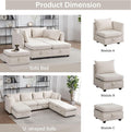 Modular Sectional Sofa, Convertible Sofa Couch With Storage, Sleeper Sectional Sofa Set, Flexible Modular Combinations Fabric Couch For Living Room Beige Wood Soft Heavy Duty Fabric 1 Seat