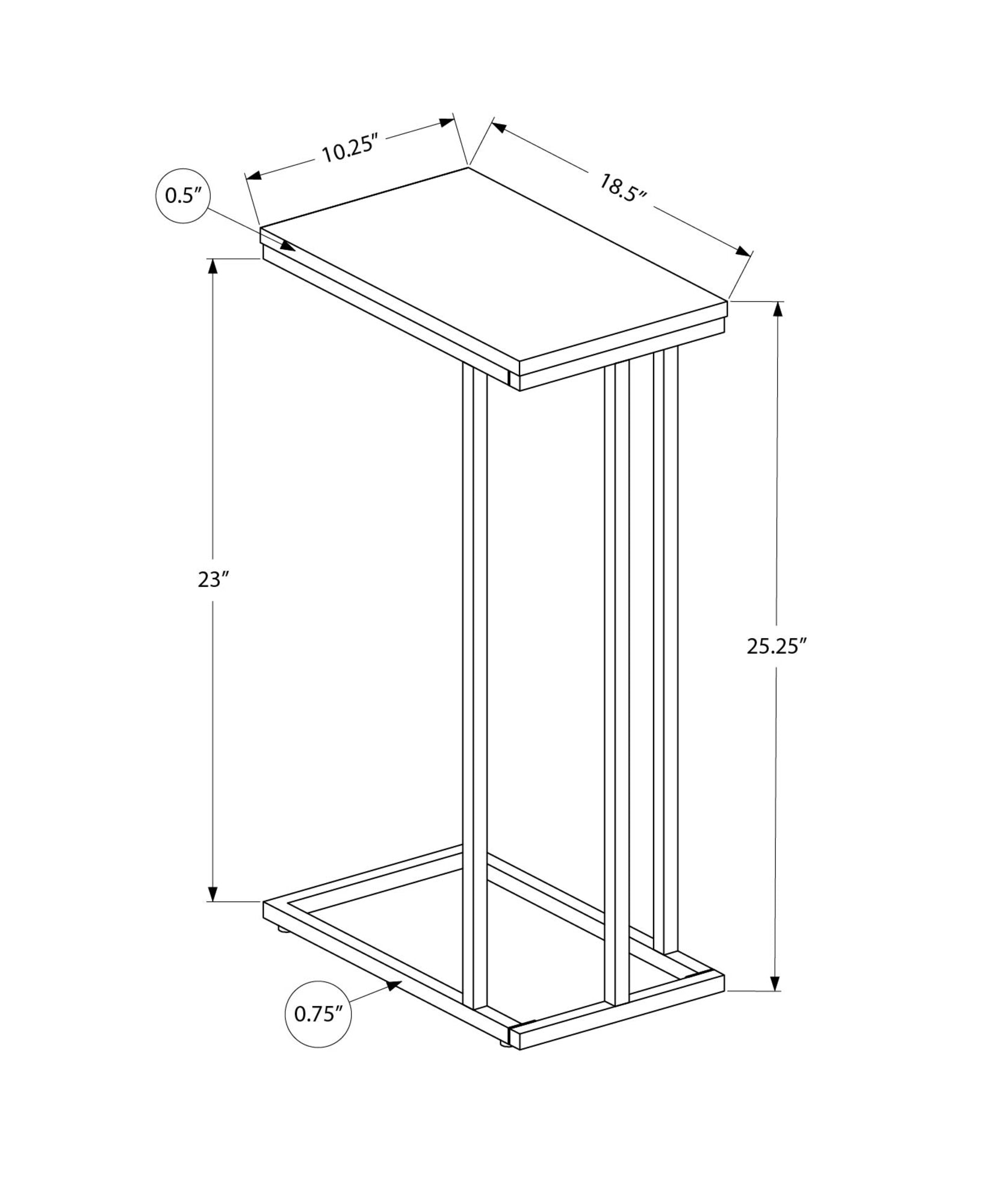 Accent Table, C Shaped, End, Side, Snack, Living Room, Bedroom, White Laminate, White Metal, Contemporary, Modern White Mdf