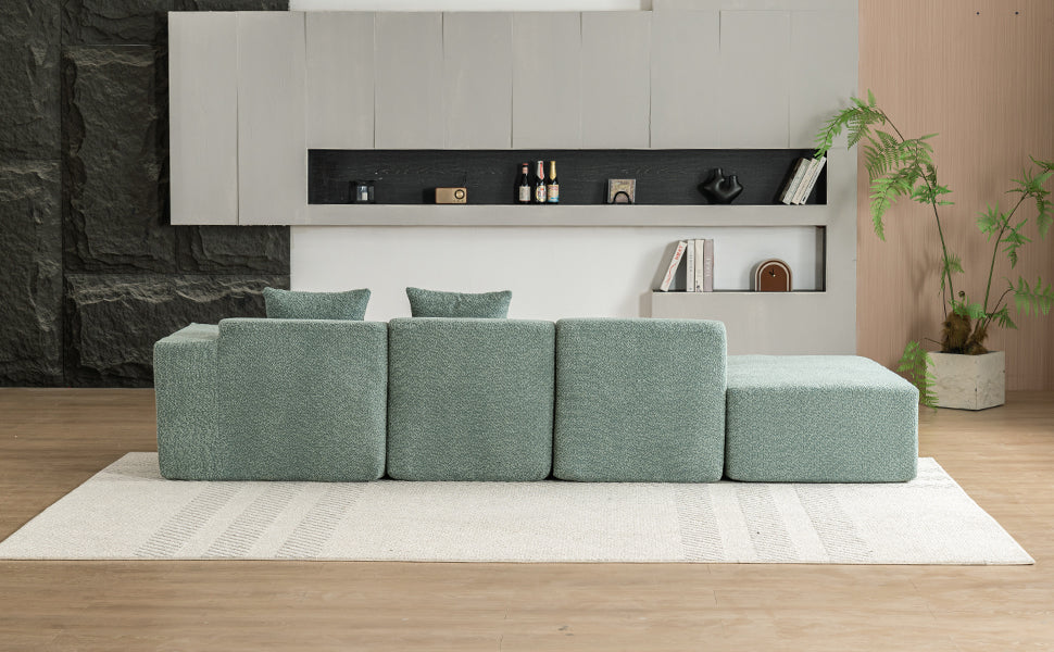 116.5" Sectional Sofa Full Compressed Sofa Couch Free Combined Sofa For Living Room, Green Green Foam Polyester 4 Seat