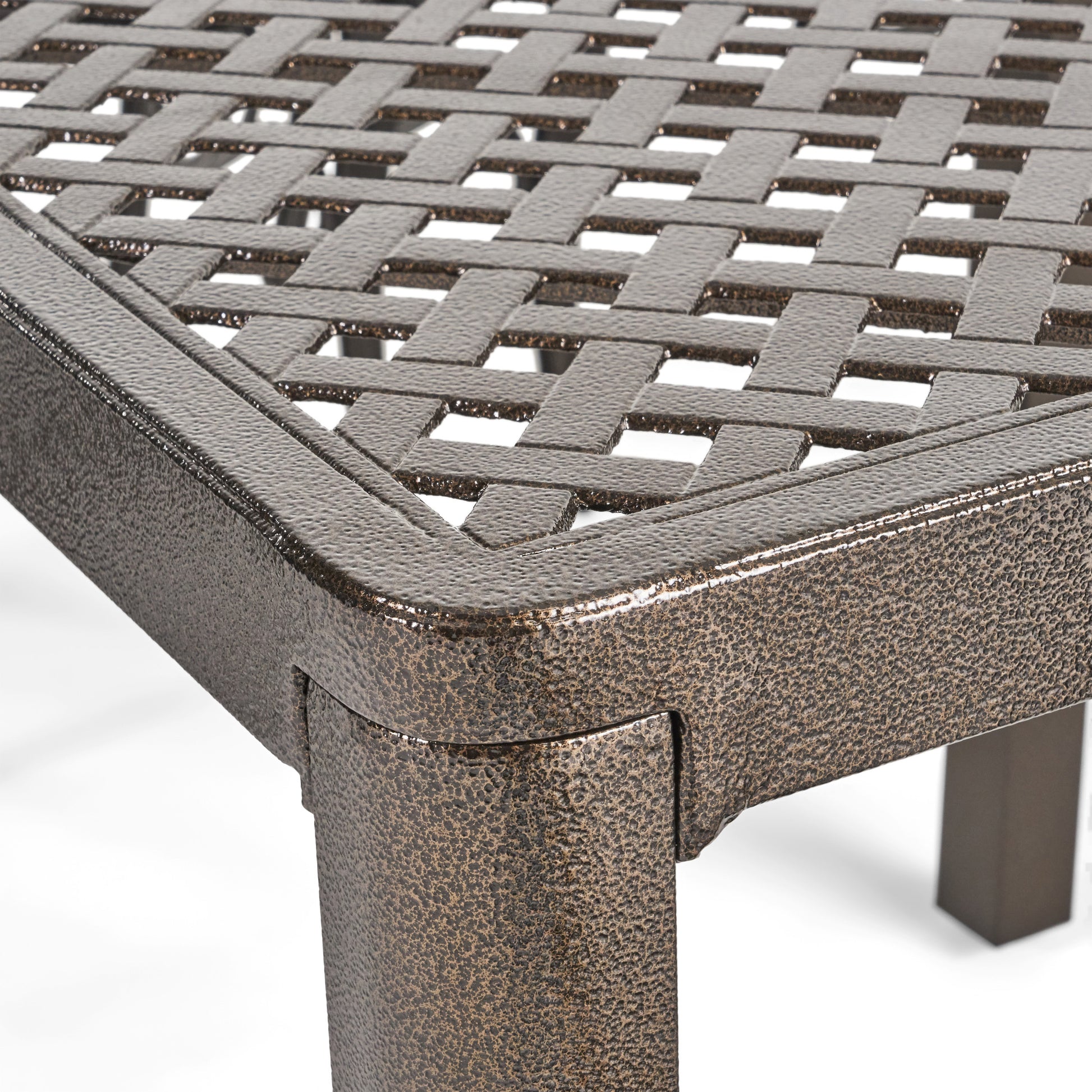 Outdoor Modern Aluminum Dining Table With Woven Accents, Gloss Black Red Aluminium