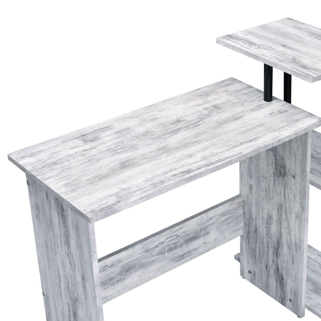 Levi Antique White & Black Finish Writing Desk White Synthetic Wood