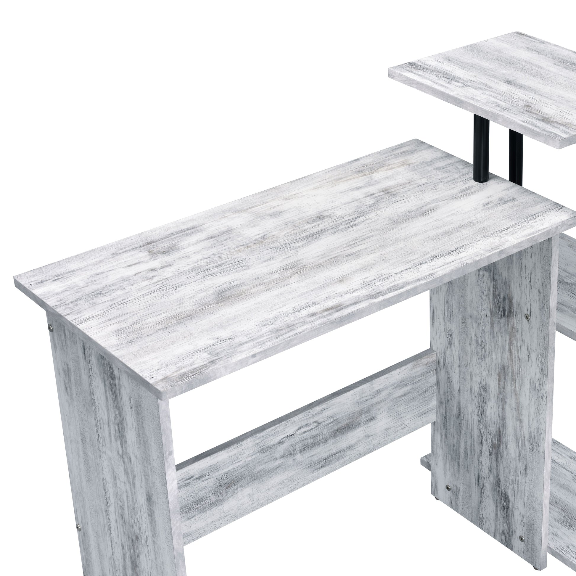 Levi Antique White & Black Finish Writing Desk White Synthetic Wood