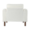 Oversized Accent Chair, Upholstered Living Room Chairs Single Sofa Chair With Walnut Legs, Curved Handrail, White White Teddy