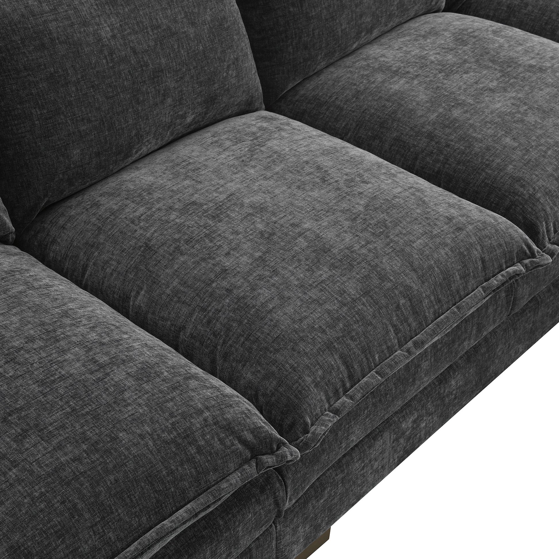 118*55" Modern L Shaped Chenille Cloud Sofa With Double Seat Cushions,5 Seat Upholstered Indoor Furniture,Sleeper Sofa Couch With Chaise Lounge For Living Room,Apartment,4 Colors Gray Chenille 5 Seat