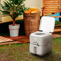 Outsunny Portable Toilet For Adults 5.3 Gallon, Porta Potty With Level Indicator, T Type Water Outlets And Anti Leak Handle Pump For Camping, Boating, Hiking, Travel, Rv Grey Hdpe