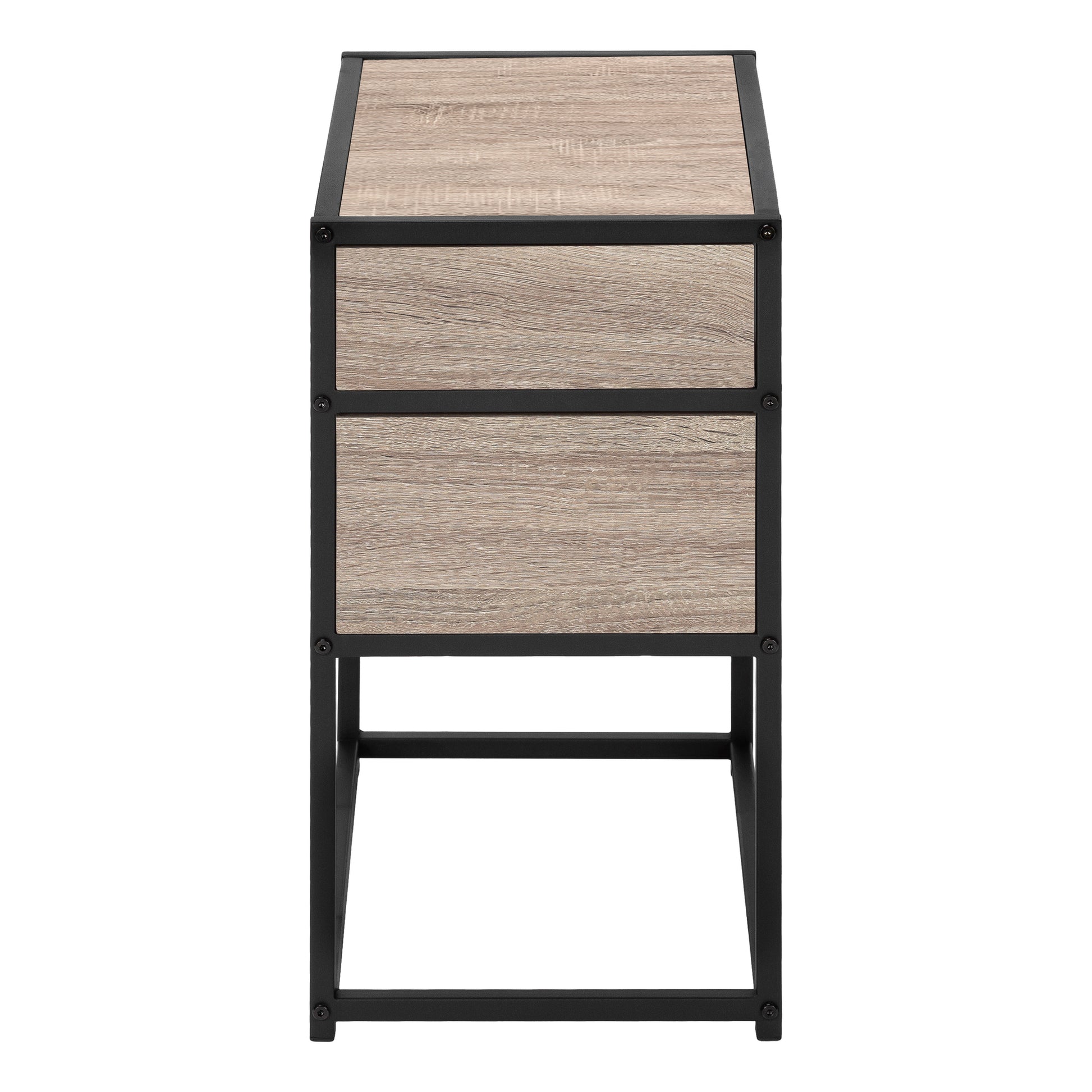 Accent Table, Side, End, Nightstand, Lamp, Living Room, Bedroom, Brown Laminate, Black Metal, Contemporary, Modern Taupe Mdf