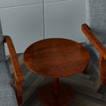 Fabric Accent Arm Chair Set Of 2 With Round Wood Table Grey Fabric