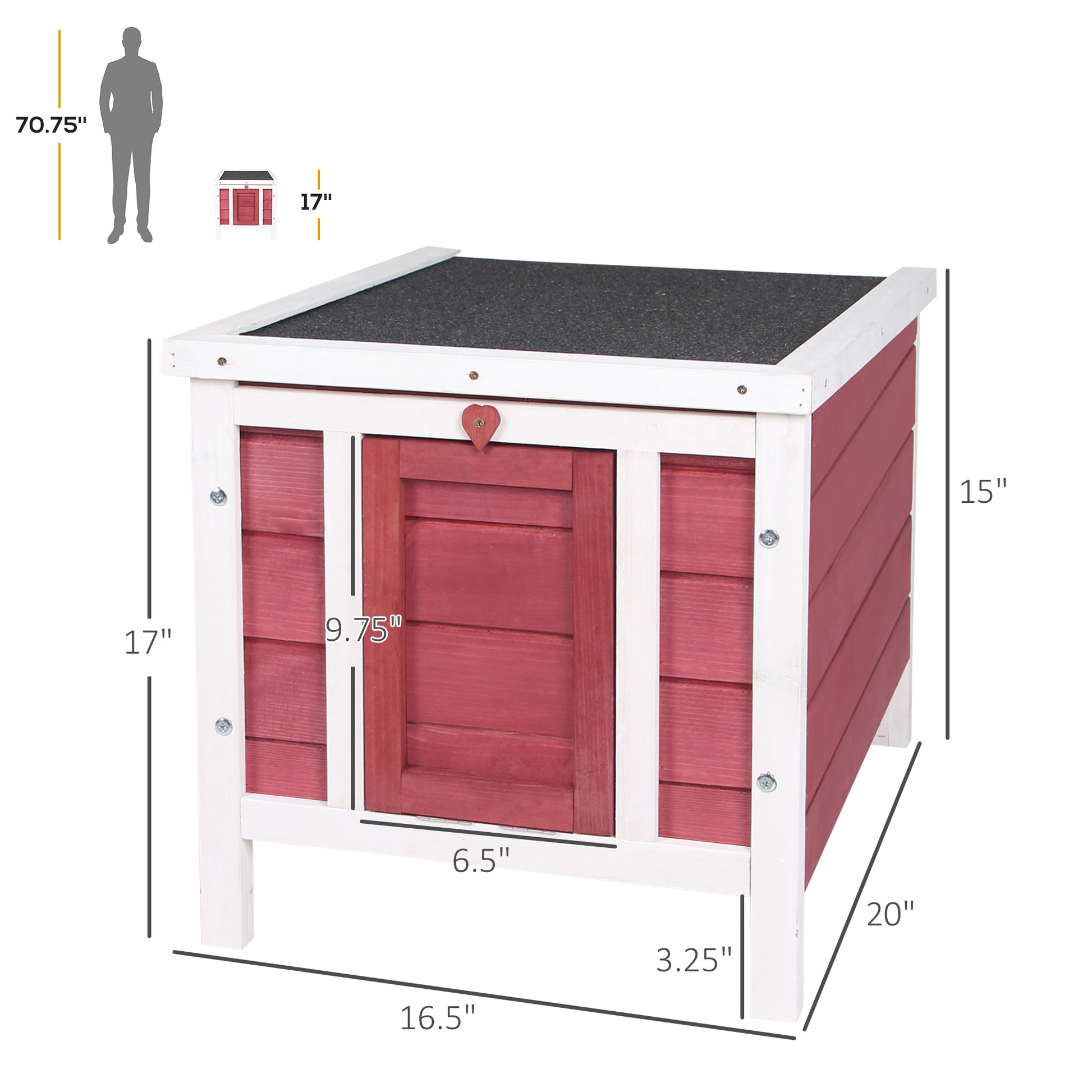 Pawhut Small Wooden Rabbit Hutch Bunny Cage Guinea Pig Cage Duck House Dog House With Openable & Waterproof Roof, Red Red Wood