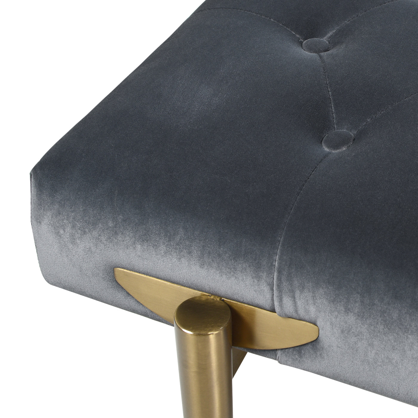 Aria Upholstered Gold Accent Bench, Steel Gray Performance Velvet Gray Foam Velvet