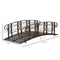 Outsunny 6' Metal Arch Backyard Garden Bridge With 660 Lbs. Weight Capacity, Safety Siderails, Vine Motifs, Easy Assembly For Backyard Creek, Stream, Pond, Brown Brown Steel