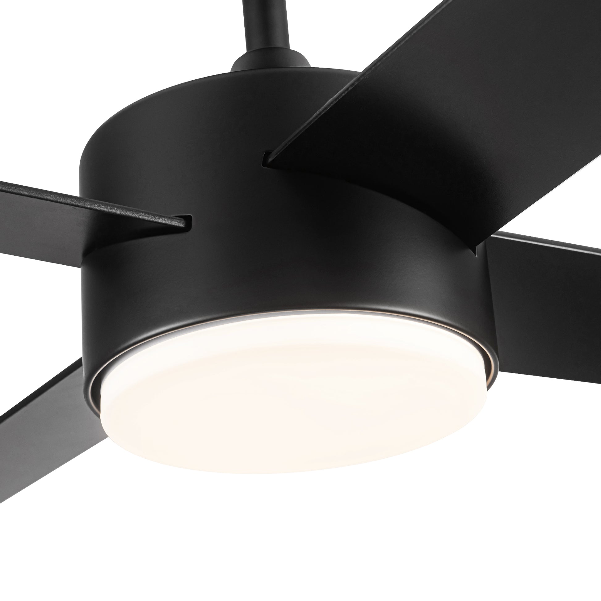 52" Integrated Led Light Matte Black Blade Ceiling Fan With Remote Control With 4 Blades Matte Black Plywood