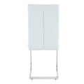 Luxury Simple Arch Chair Set Of 4 White Pu Material High Resilience Dining Chair With Arched Metal Silver Leg. White Silver Metal,Pu