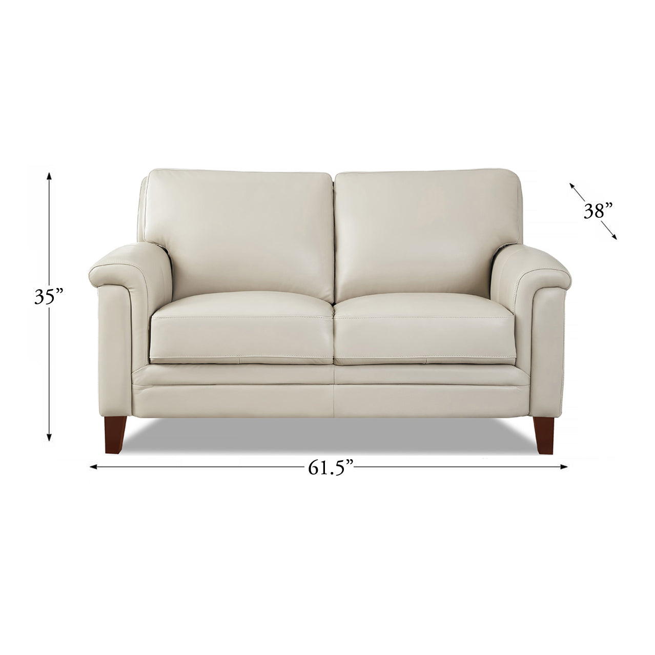 Westcott Leather Loveseat Beige Memory Foam Genuine Leather