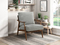 Modern Living Room 1Pc Gray Accent Chair Solid Wood Brown Finish Wooden Furniture Gray Primary Living Space Rubberwood Solid Wood