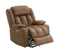 Omarion Power Recliner W Lift, Heating & Massage, Brown Leather Aire Lv02997 Brown Upholstered