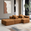 105.5'' L Shaped Modular Sectional Sofa,Minimalist Corduroy Floor Couch Set,Convertible Foam Filled Cloud Couch For Living Room,3 Pc Free Combination,No Assembly Required,3 Colors Brown Corduroy 4 Seat