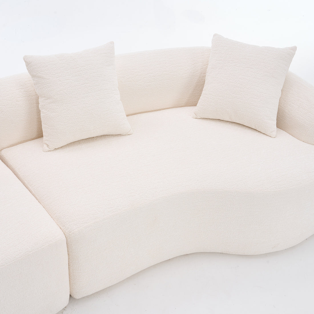 4 Seater White Sofa With Chenille Fabric, 30D ,60 Hardness Full Sponge,4 Pillow For Living Room, Home Furniture Sleeper Sectional Sofa For Apartment White Foam Spring 4 Seat