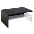 Homcom Modern Coffee Table, 2 Tier Rectangular Center Table With Storage Shelves For Living Room, Black White White Black Engineered Wood