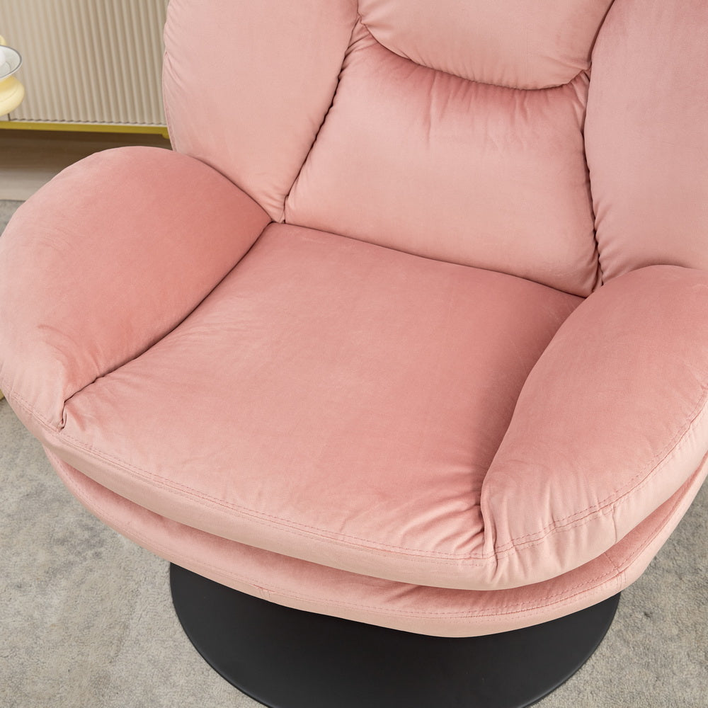 39A Swivel Leisure Chair Lounge Chair Velvet Pink Color With Stool Pink Velvet