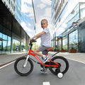 A16114 Kids Bike 16 Inch For Boys & Girls With Training Wheels, Freestyle Kids' Bicycle With Fender. Red Steel