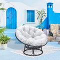 Francis Outdoor Moon Chair With Light Grey Cushion Light Grey Solid Surface