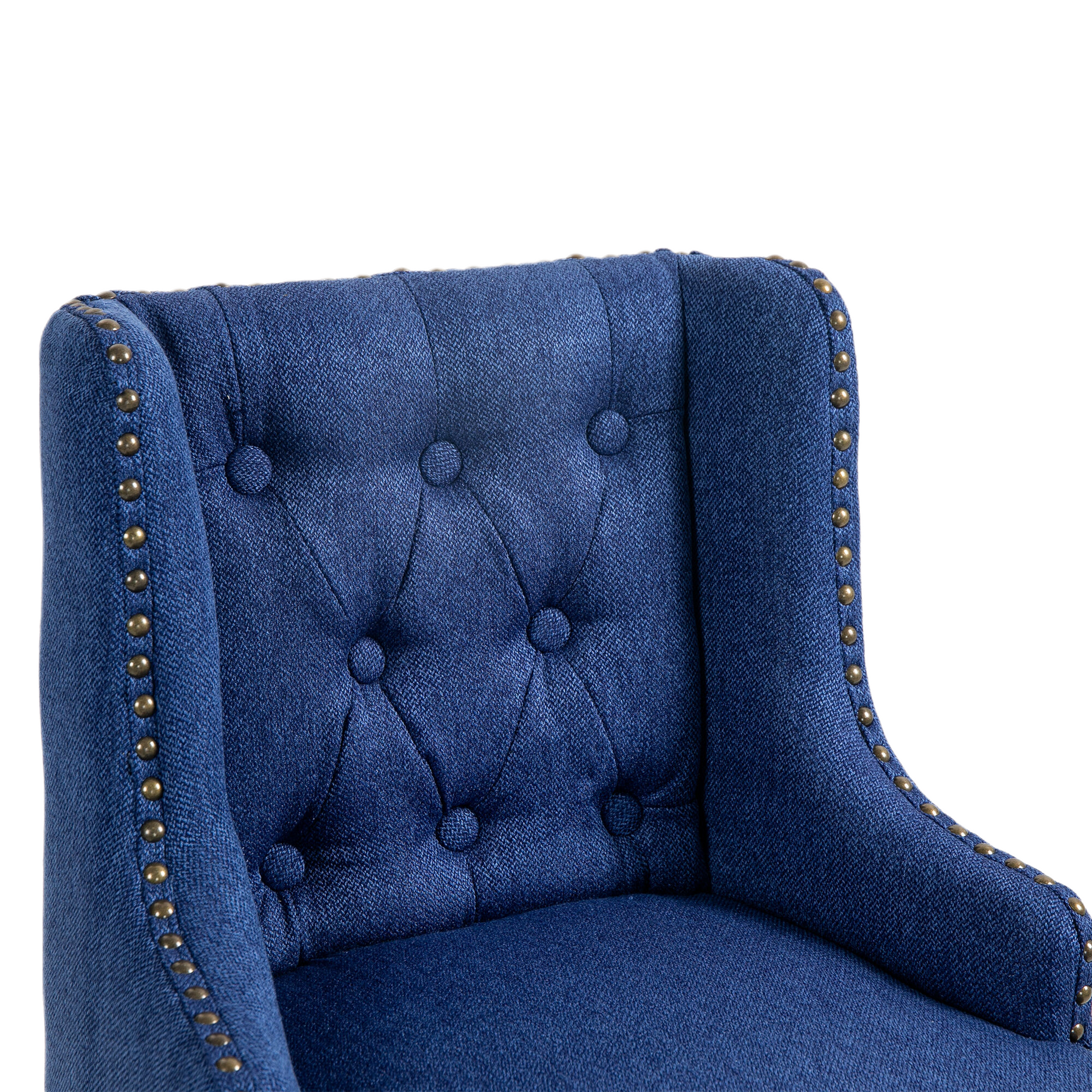 Coolmore Bar Stools Set Of 2 Counter Height Chairs With Footrest For Kitchen, Dining Room And 360 Degree Solid Wood Legs Swivel Bar Stools Set Of 2 Navy Linen Navy Foam Linen