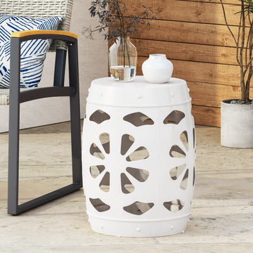 Metal End Table Large White Iron