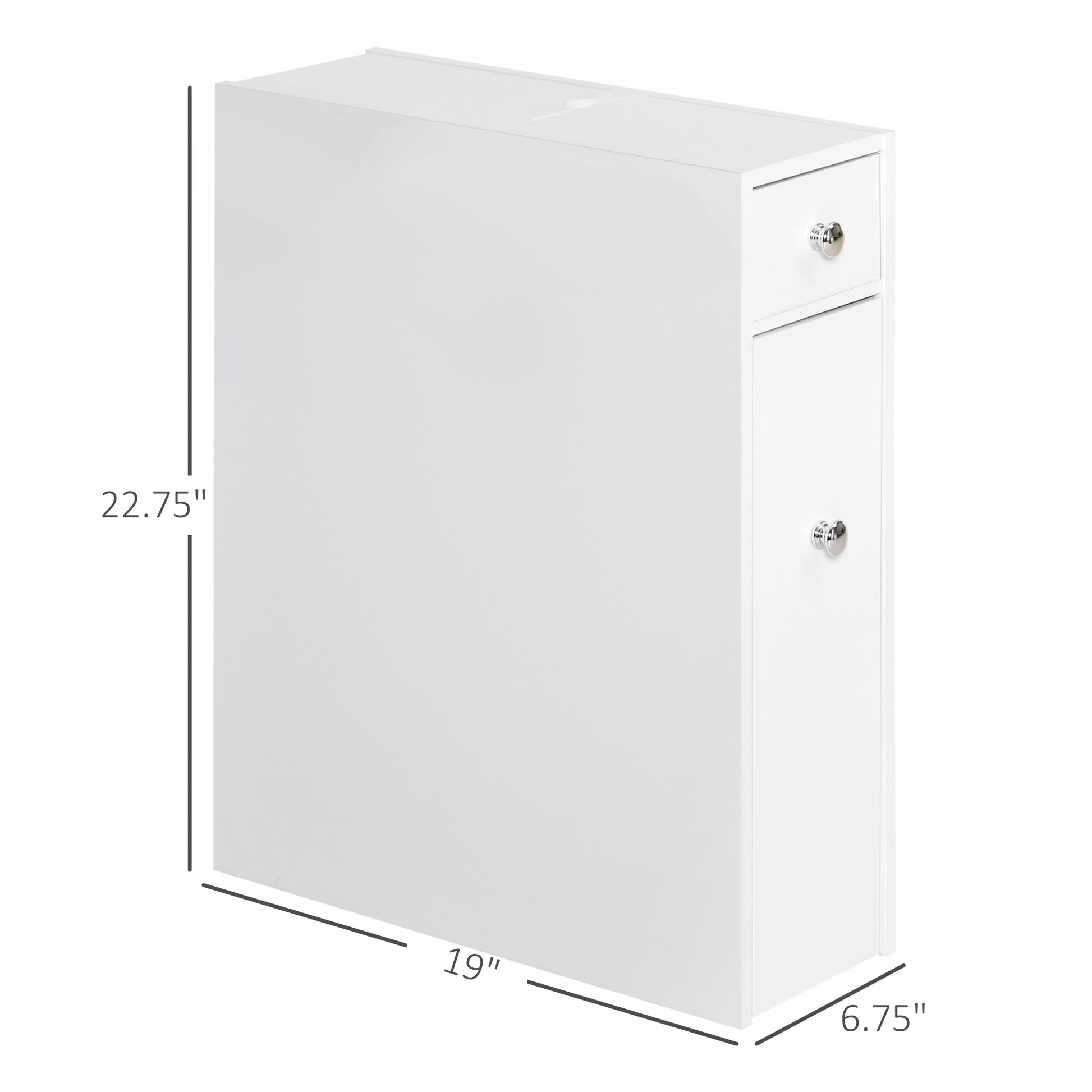 Homcom Wooden Narrow Modern Bathroom Furniture Cabinet, White White Mdf