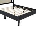 Full Size Wooden Platform Bed With Natural Rattan Headboard, Vintage Bed Frame With Wooden Slat Support, Black Expected Arrival Time: 08.23 Box Spring Not Required Full Black Wood
