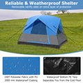 3 Person Outdoor Camping Tent With Removable Floor Mat For Camping Hiking Traveling Blue Mesh