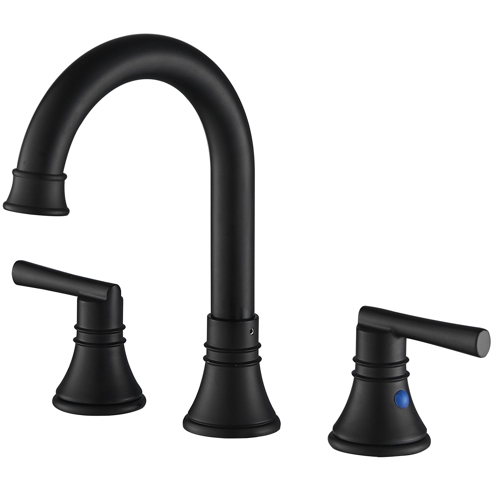 8" Widespread Dual Handle J Spout Bathroom Sink Faucet In Matte Black Matte Black Brass