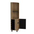 Corner Bar Cabinet Cleveland, Living Room, Natural Oak Black Standard 1 2 Shelves Multicolor Primary Living Space Corner Unit Contemporary,Modern Engineered Wood