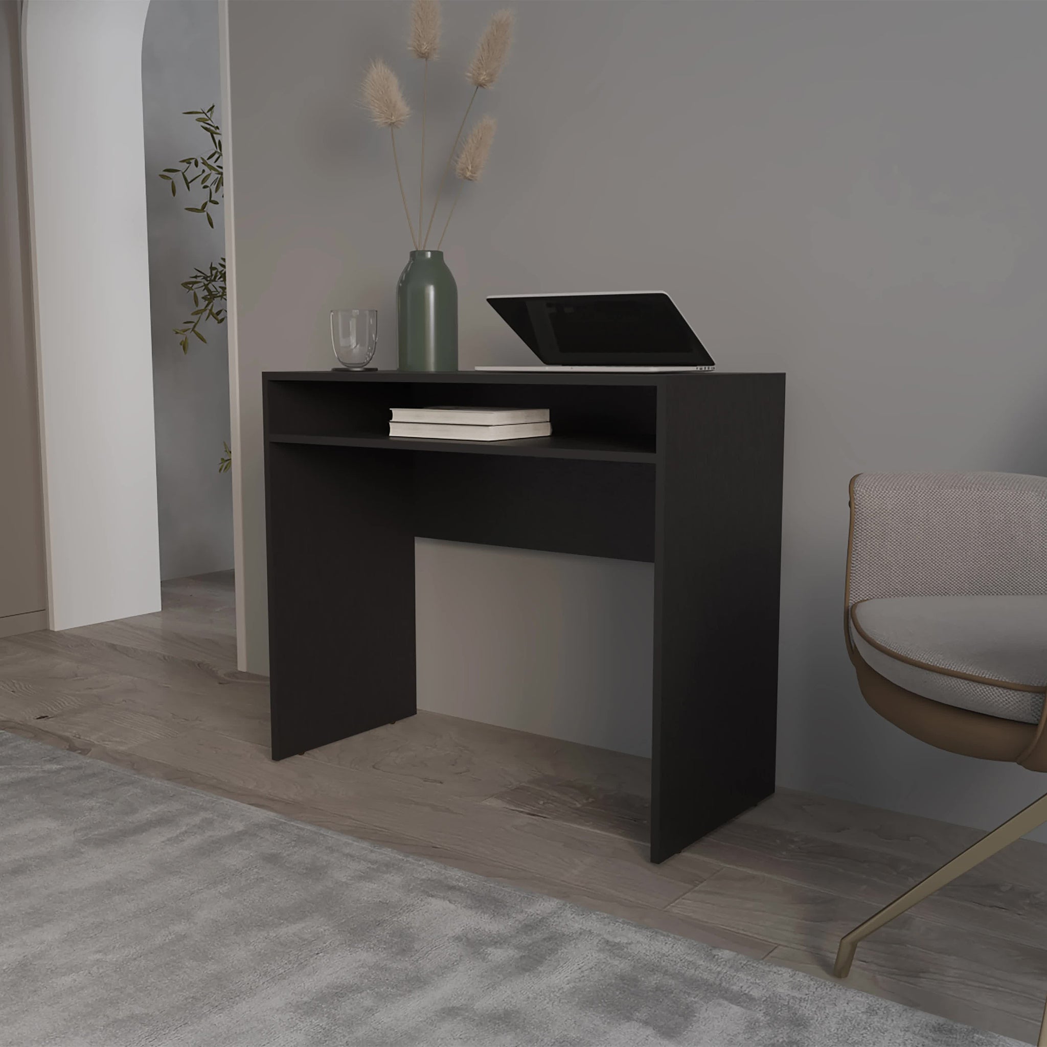 Black Desk With Storage Black Office Melamine