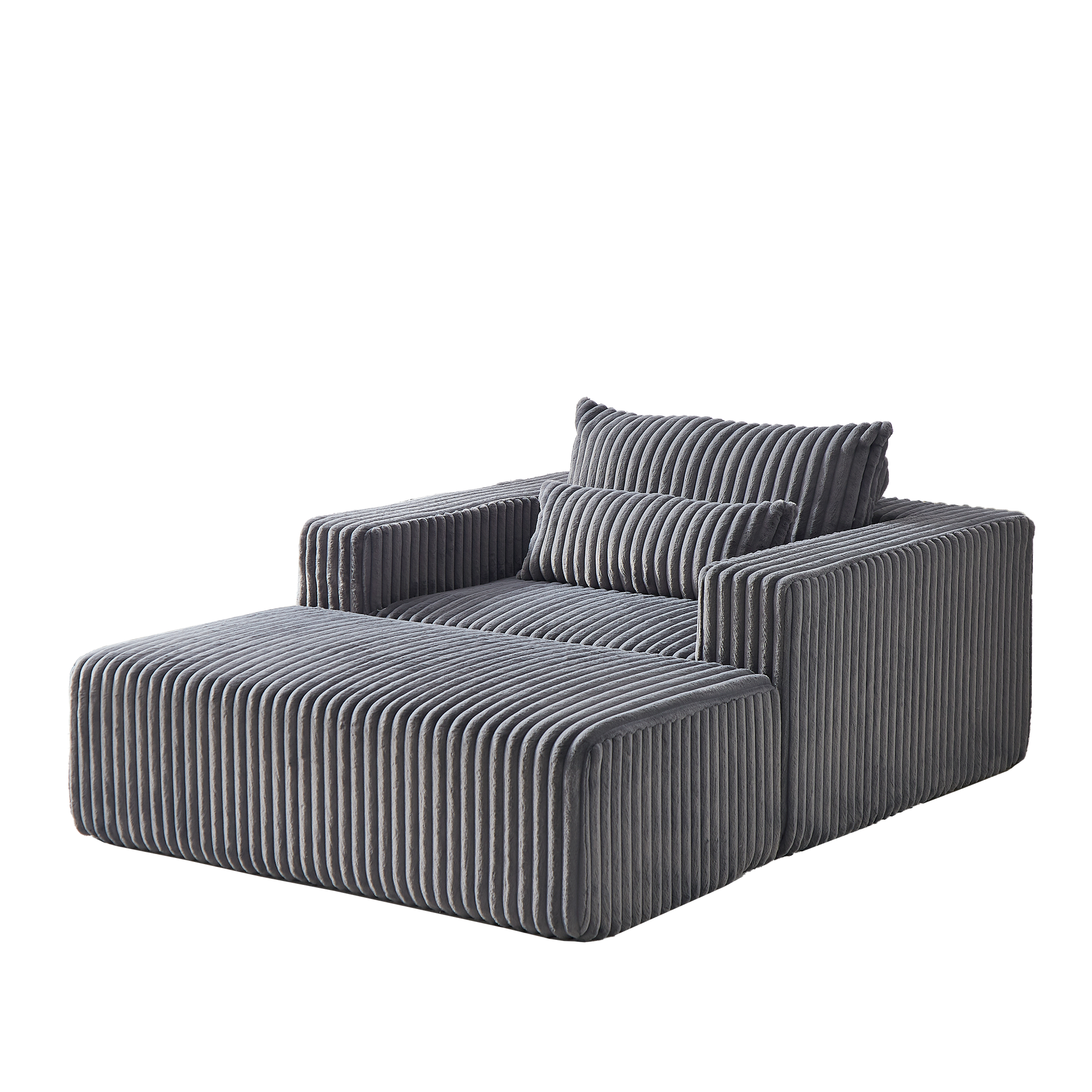 75 Inch Corduroy Sponge Sofa Lounge Chair With Removable Footrest,No Assembly Required,Fluffy Modern Sleeper Chair For Indoor Living Room Bedroom Grey Foam Corduroy 1 Seat