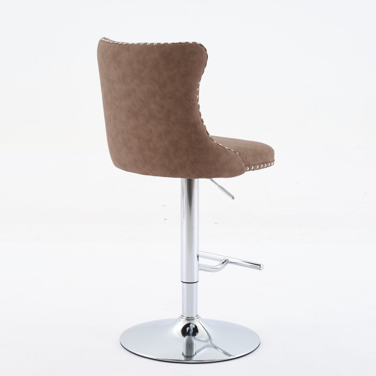 Swivel Pu Leather Barstools Adjusatble Seat Height From 25 33 Inch, Chrome Base Bar Stools With Backs Comfortable Tufted For Home Pub And Kitchen Island, Beige,Set Of 2,1512Br Brown Dining Room American Design Bar Stools Wing Back Set Of 2 Foam Pu