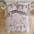 3 Piece Floral Printed Comforter Set Lilac Full Queen Full Lilac Cotton