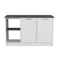 Juniper Kitchen Island With Large Top Surface, Double Door Cabinet, And Open Shelves Multi Particle Board