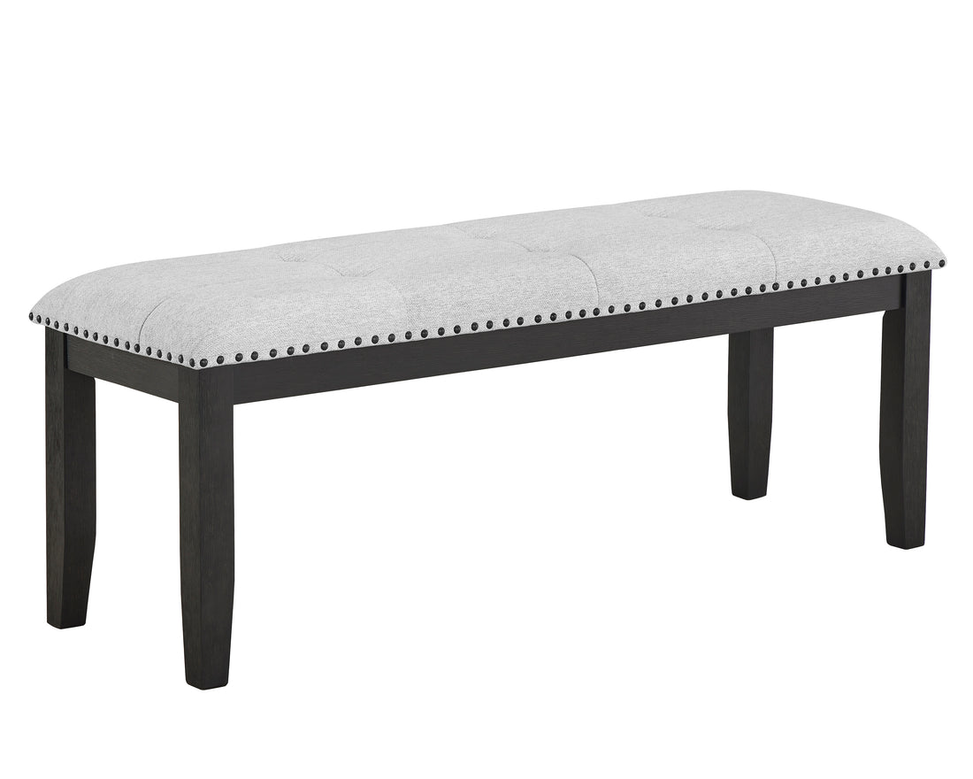 1Pc Transitional Upholstered Dining Bench Light Gray Upholstery Black Finish Legs Tufted Seat Dining Room Bedroom Living Room Furniture Gray Rectangular Grey Contemporary,Traditional,Transitional Wood