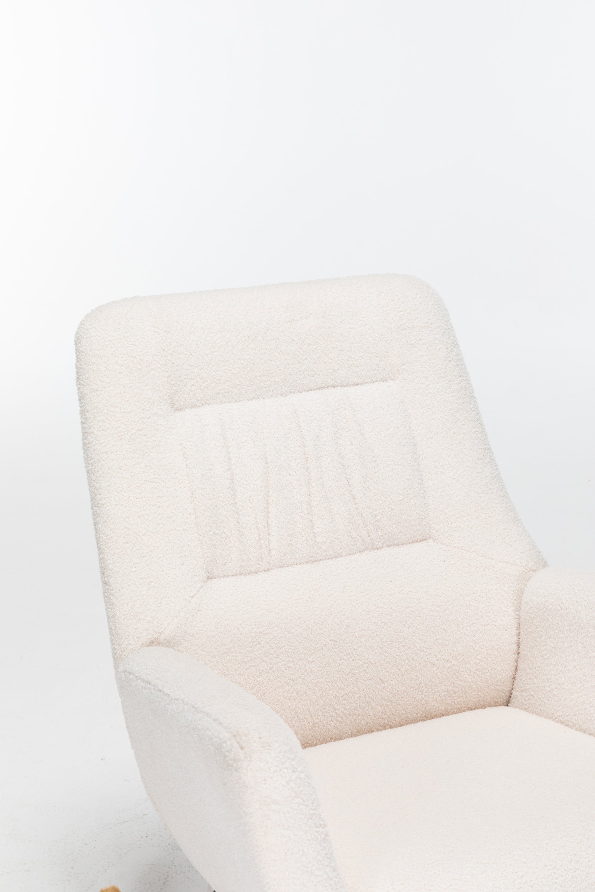 Rocking Chair Nursery, Teddy Upholstered Glider Rocker With High Backrest, Reading Chair Modern Rocking Accent Chairs Glider Recliner For Living Room, Nursery, Bedroom Cream Velvet