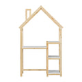 House Shaped Wooden Writing Desk,Kids Study Table,Bookshelf & Toy Storage,Natural Twin Natural American Design Pine