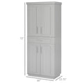 Homcom Modern Kitchen Pantry Freestanding Cabinet Cupboard With Doors And Drawer, Adjustable Shelving, Grey Grey Particle Board