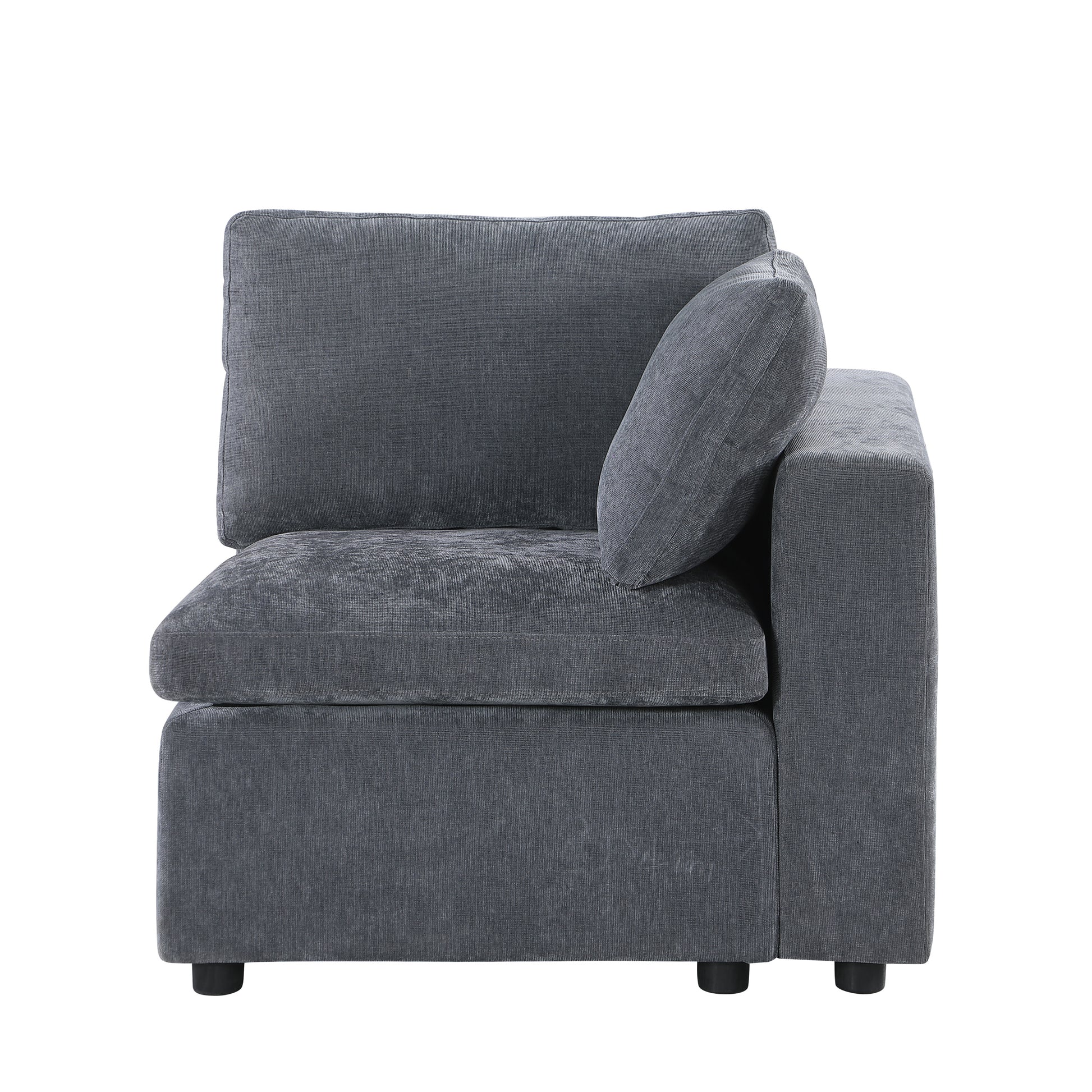 Modular Sectional Sofa Set, Right Facing Armchair,Chenille, Grey Grey Fabric 1 Seat