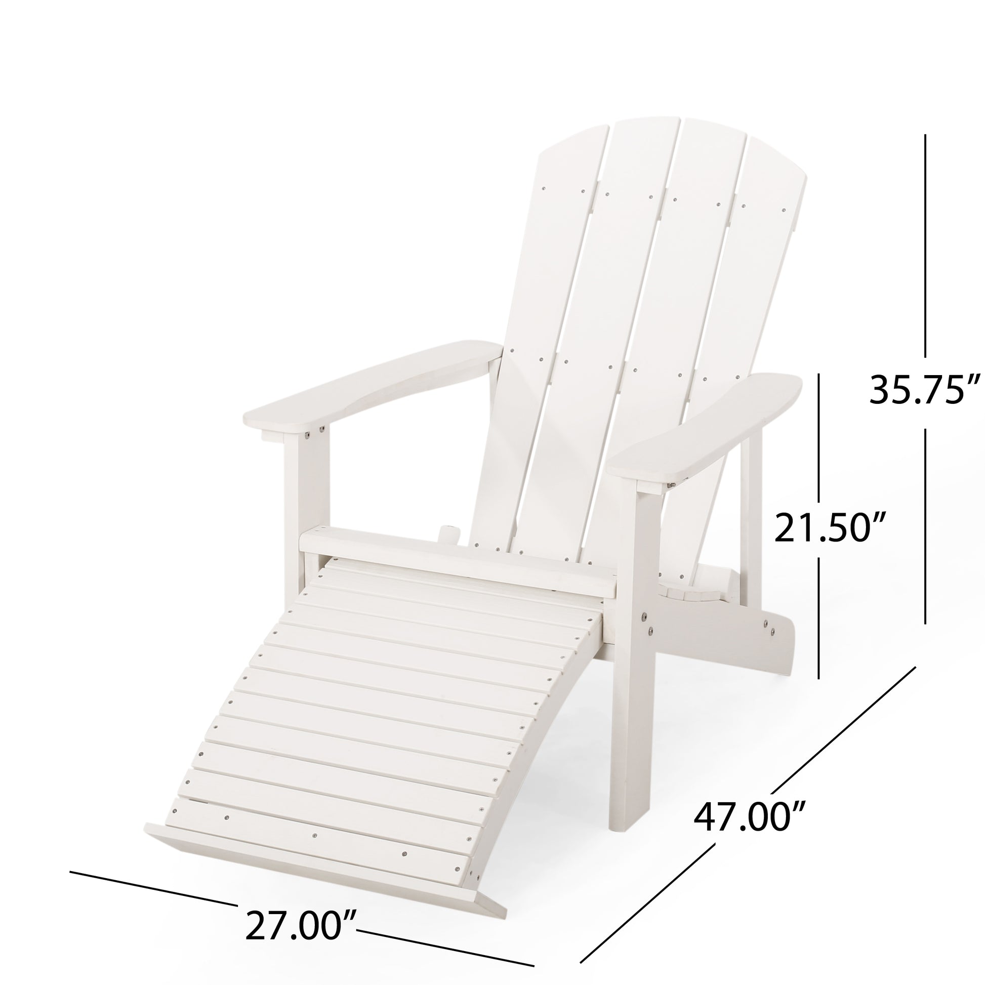 Hunter Adirondack Chair With Hideaway Ottoman White Wood