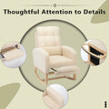 Modern Accent Rocking Chair Rocking Chair With Solid Wood Legs, Adjustable Footrest,Comfy Armchair With Side Pocket, Living Room Lounge Arm Chair With High Backrest Beige,Teddy Beige Polyester Blend