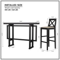 Bar Table, Extra Long Entryway Table For Entryway, Hallway, Living Room, Foyer, Corridor, Rectangular Wood High Top Kitchen Dining Table, Black Matt Black Solid Wood Mdf